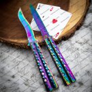 Custom Handmade D2 Tool Steel Original Folding Butterfly Knife Stainless Steel With Leather Sheath