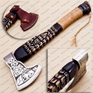 Custom Handmade Carbon Steel Viking Axe - Rose wood Handle With Leather Sheath