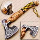 Custom Handmade Carbon Steel Viking Axe - Ash wood Handle With Leather Sheath