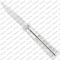 Custom Handmade Original Folding Butterfly Knife Stainless Steel, Silver Finish with Leather Sheath