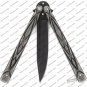 Custom Handmade Original Folding Butterfly Knife Stainless Steel, Silver Finish with Leather Sheath