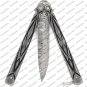 Custom Handmade Original Folding Butterfly Knife Stainless Steel, Silver Finish with Leather Sheath