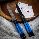 Custom Handmade Original Folding Butterfly Knife Brass + Aluminum Inserts + Sheath