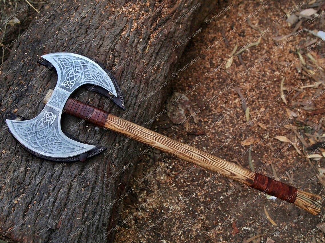 Double headed Vikings axe, Custom handmade double headed axe, Forged axe, Battle