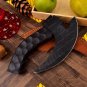Hand Forged Damascus Steel Pizza Cutter Axe Black Ulu Knife with Sheath