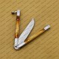D2 Tool Steel Folding Butterfly Knife Stainless Steel Bone Insert World Class Knives +Leather Sheath