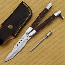 44c Original Folding Butterfly Knife Stainless Steel with Kamagong Wood Inserts with Sheath