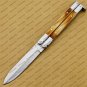 D2 Tool Steel Folding Butterfly Knife Stainless Steel Bone Insert World Class Knives +Leather Sheath