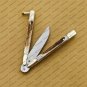 D2 Tool Steel Folding Butterfly Knife Stainless Steel Bone Insert World Class Knives +Leather Sheath
