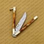 D2 Tool Steel Folding Butterfly Knife Stainless Steel Bone Insert World Class Knives +Leather Sheath