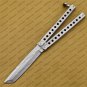 D2 Tool Steel Folding Butterfly Knife Stainless Steel World Class Knives with Leather Sheath