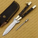 D2 Tool Steel Original Folding Butterfly Knife Brass with Kamagong Wood Inserts with Sheath