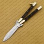 D2 Tool Steel Original Folding Butterfly Knife Brass with Kamagong Wood Inserts with Sheath