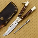 44c Original Folding Butterfly Knife Stainless Steel with Kamagong Wood Inserts with Sheath
