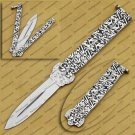 D2 Tool Steel Folding Butterfly Knife Stainless Steel World Class Knives with Leather Sheath