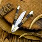 D2 Tool Steel Original Folding Butterfly Knife Brass with Carabao Horn & Jigged Bone Inserts + Cover