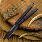 D2 Tool Steel Folding Butterfly Knife Stainless Steel World Class Knives with Leather Sheath