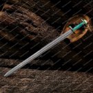 BEAUTIFUL CUSTOM HANDMADE 36 in DAMASCUS STEEL HUNTING SWORD WITH SHEATH