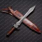 Custom Handmade Damascus Steel Sword Handle Walnut Wood Damascus Steel Guard