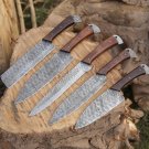 The Black Rose | Damascus 5 Piece Chef Knife Set & Leather Roll