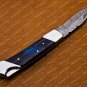 Personalized Custom Damascus Steel Folding Pocket Knife with Handle Olive Wood with Leather Sheeth