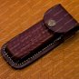 Personalized Custom Damascus Steel Folding Pocket Knife with Handle Olive Wood with Leather Sheeth