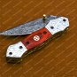 Handmade Damascus Folding Pocket Knife Hunting Knife Handmade Damascus Steel Handle Olive Blue Wood