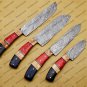 Damascus Chef Knife Set - Forged Steel, Vintage, Handcrafted, Koa Wood Chef Set with Sheath
