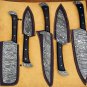 The Black Rose | Damascus 5 Piece Chef Knife Set & Leather Roll