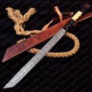 Battle Ready Handmade Damascus Steel Best Samurai Ninja Sword, Leather Cover