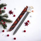 30.0 BEAUTIFUL CUSTOM HANDMADE DAMASCUS STEEL HUNTING SWORD WITH SHEATH