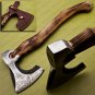 Custom Forged Carbon Steel Viking Axe with Rose Wood Shaft Viking Bearded Camping Axe Best Birthday