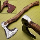 Custom Forged Carbon Steel Viking Axe with Rose Wood Shaft Viking Bearded Camping Axe Best Birthday