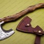 Custom Forged Carbon Steel Viking Axe with Rose Wood Shaft Viking Bearded Camping Axe Best Birthday