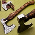 Custom Forged Carbon Steel Viking Axe with Rose Wood Shaft Viking Bearded Camping Axe Best Birthday