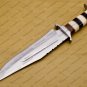 Personalized Custom Forged Hunter Knife Carban Steel Bowie Knife Handle Walnut Wood + Leather Sheath