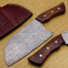 Handmade Damascus Steel Cleaver Chopper Chef Kitchen Knife Heavy Duty Damascus Handle Leather Sheath