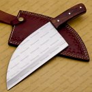 Handmade D2 Chef Kitchen Cleaver Knife Chef Knife Heavy Duty D2 Handle Rose Wood with Leather Sheeth