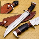 Personalized Custom Forged Hunter Knife Carban Steel Bowie Knife Handle Walnut Wood + Leather Sheath