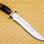 Personalized Custom Forged Hunter Knife Carban Steel Bowie Knife Handle Walnut Wood + Leather Sheath