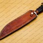 Personalized Custom Forged Hunter Knife Carban Steel Bowie Knife Handle Walnut Wood + Leather Sheath