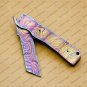 Custom Handmade Damascus Steel Folding Pocket Knife with Handle Kowa Wood with Leather Sheath
