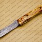 Custom Damascus Steel Folding Pocket Knife Free Damascus Keychain Handle Damascus Leather Sheath