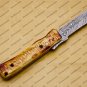 Custom Damascus Steel Folding Pocket Knife Free Damascus Keychain Handle Damascus Leather Sheath