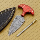 CUSTOM HANDMADE DAMASCUS BLADE HUNTING BOWIE DOUBLE EDGE DAGGER KNIFE AND SHEATH