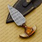 CUSTOM HANDMADE DAMASCUS BLADE HUNTING BOWIE DOUBLE EDGE DAGGER KNIFE AND SHEATH