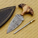 CUSTOM HANDMADE DAMASCUS BLADE HUNTING BOWIE DOUBLE EDGE DAGGER KNIFE AND SHEATH