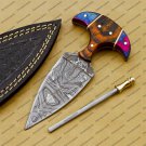 CUSTOM HANDMADE DAMASCUS BLADE HUNTING BOWIE DOUBLE EDGE DAGGER KNIFE AND SHEATH