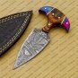 CUSTOM HANDMADE DAMASCUS BLADE HUNTING BOWIE DOUBLE EDGE DAGGER KNIFE AND SHEATH