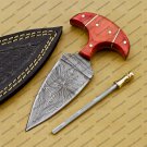 CUSTOM HANDMADE DAMASCUS BLADE HUNTING BOWIE DOUBLE EDGE DAGGER KNIFE AND SHEATH